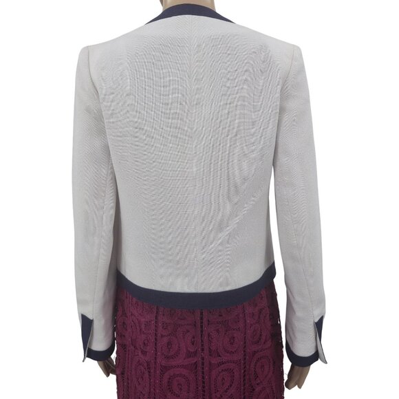 Vintage White & Navy Cropped Open Front Blazer By Lilli Ann, Women's Small - Picture 3 of 9
